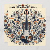  National Violin Day Melody Sticker with Folk Art  シーズンカード (正面/裏面)