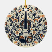 National Violin Day Melody Sticker with Folk Art セラミックオーナメント (裏面)
