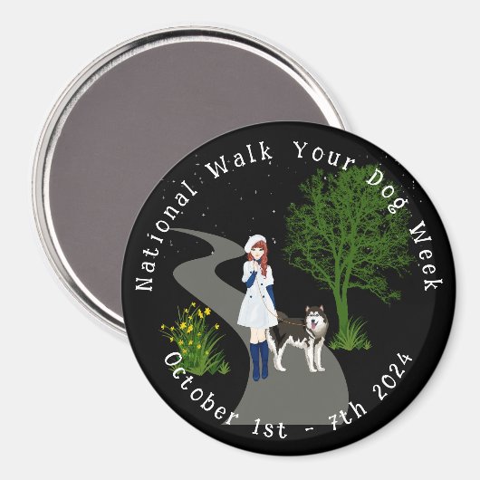 National Walk Your Dog Week Magnet マグネット (正面/裏面)