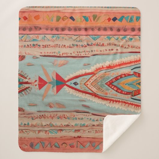 Native America Pattern シェルパブランケット (正面)