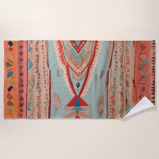 Native America Pattern ビーチタオル (正面)