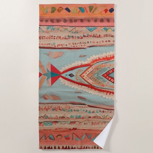Native America Pattern ビーチタオル (正面)