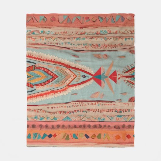 Native America Pattern フリースブランケット (正面)