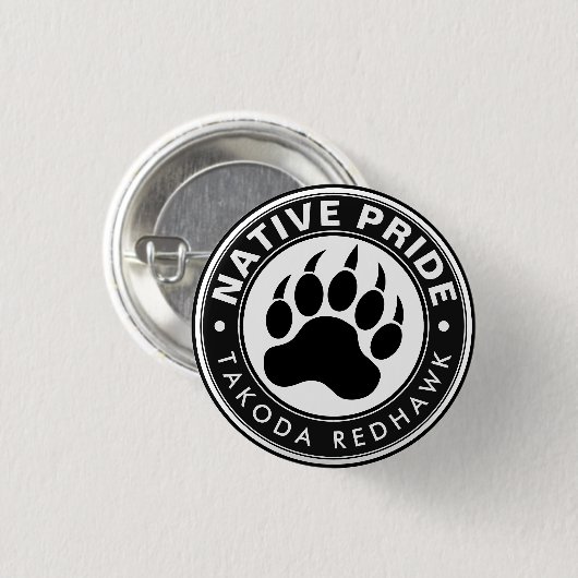Native American Bear Paw Logo Personalized Name 缶バッジ (正面&裏面)