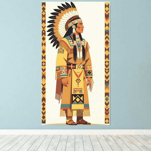 Native American Chief キャンバスプリント (インサイチュ (ウッドフロア))