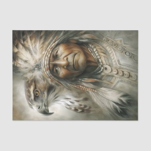 Native American Chief & Eagle Decoupage 薄葉紙 (正面)