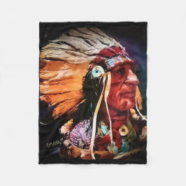 Native American Chief Fleece Blanket フリースブランケット