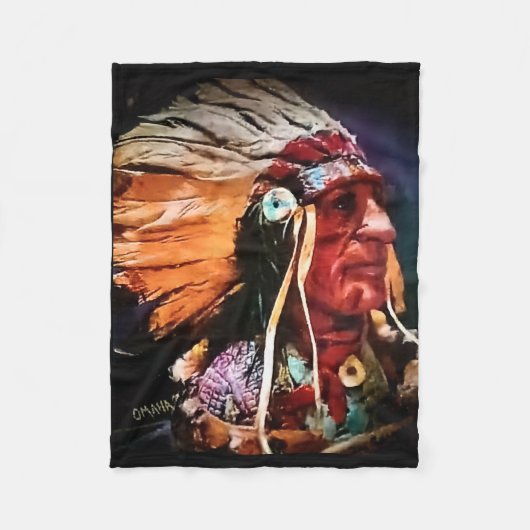 Native American Chief Fleece Blanket フリースブランケット (正面)