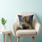Native American Chief with Charging Buffalo クッション (椅子)