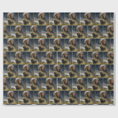 Native American Chief with Charging Buffalo ラッピングペーパー (フラット)