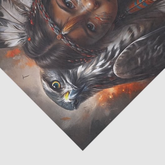 Native American Child & Eagle Headdress Decoupage 薄葉紙 (詳細)