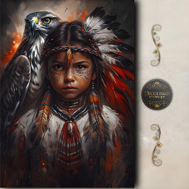 Native American Child & Eagle Headdress Decoupage 薄葉紙
