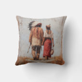 Native American Couple Throw Pillow クッション (裏面)