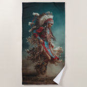 Native American Dancer Beach Towel ビーチタオル (正面)