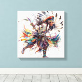 Native American Dancer Stretched Canvas Print キャンバスプリント (インサイチュ (ウッドフロア))