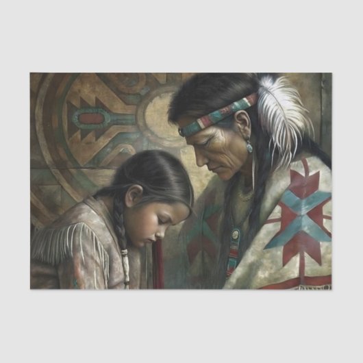 Native American Elder & Child Prayer Decoupage 薄葉紙 (正面)