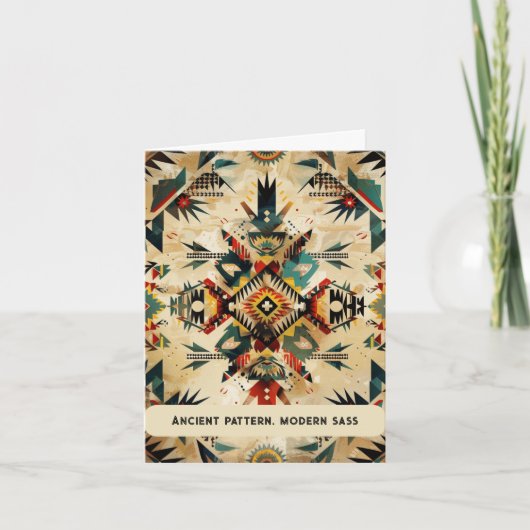 Native American Ethnic Art Tribe Pattern Card サンキューカード (正面)