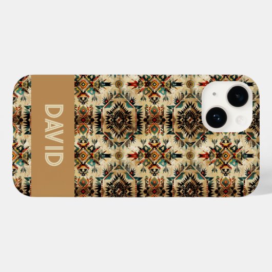 Native American Ethnic Art Tribe Pattern Custom  Case-Mate iPhoneケース (裏面 (横))