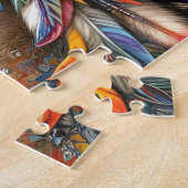 Native American Female With  Wolf ジグソーパズル (側面)