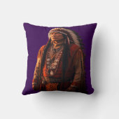 Native American Indian Chief In Full Dress on a  クッション (裏面)