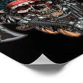 Native American Indian Chief Skull Motorcycle ポスター (角)