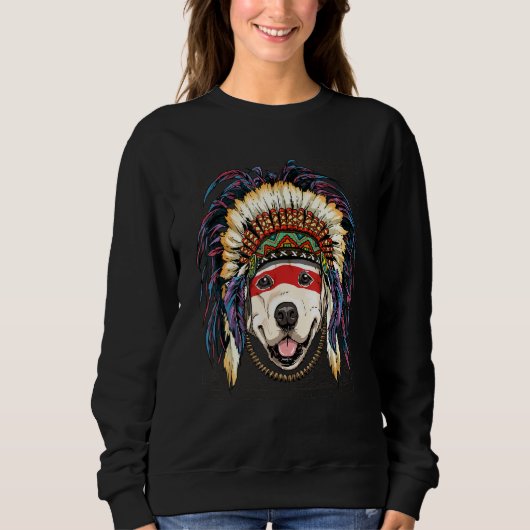 Native American Indian Golden Retriever Indigenous スウェットシャツ (正面)