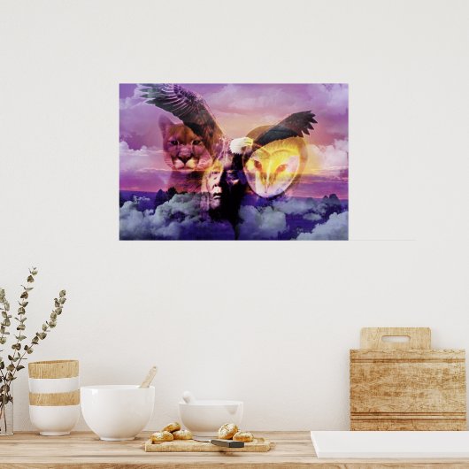 Native American Indian Warrior ポスター (キッチン)