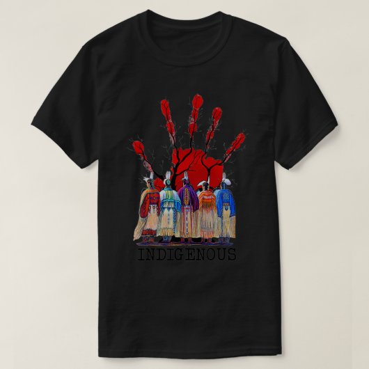 Native American Indigenous Red Hand Women Gifts  Tシャツ (デザイン正面)