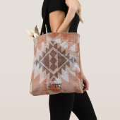 Native American Inspired Textured Terracotta  トートバッグ (クローズアップ)