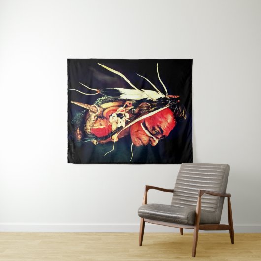 Native American "Kaw Warrior" タペストリー (インサイチュ(横))