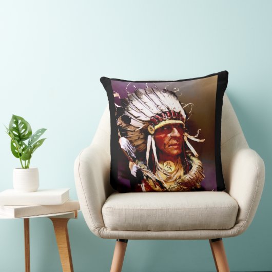 Native American "Kiowa Chief" art クッション (椅子)