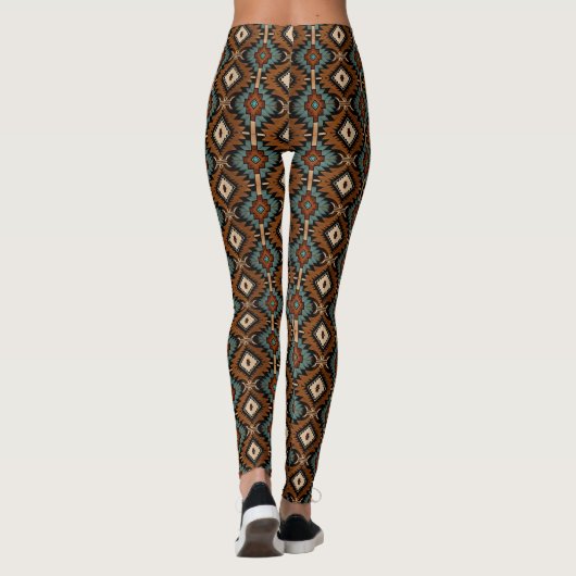 Native American Pattern Indian Culture Boho Style レギンス (裏面)