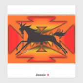 Native American plains style horse with orange bac シール (シート)