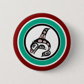 Native American Red Black Haida Art Killer Whale 缶バッジ (正面)