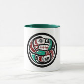 Native American Red Black Haida Art Otter Salmon マグカップ (中央)