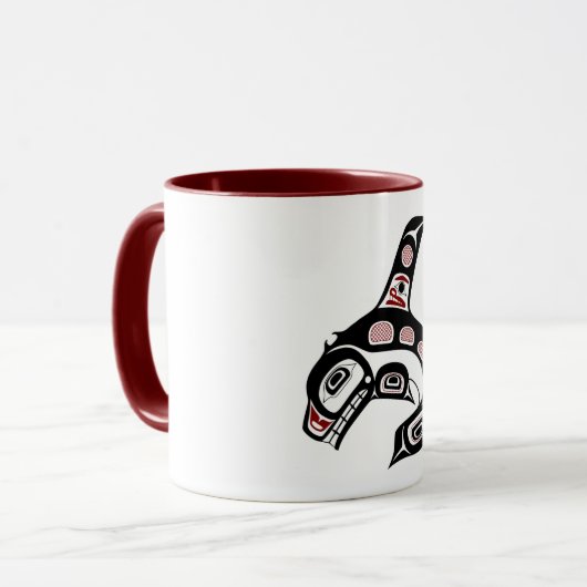 Native American Red Black Haida Orca Killer Whale マグカップ (正面左)