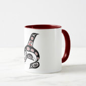Native American Red Black Haida Orca Killer Whale マグカップ (正面右)