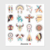 Native American Tribal Icons Set – Feathers, Dream シール (シート)