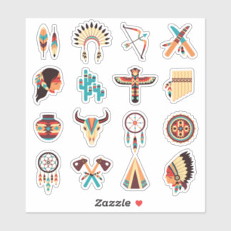 Native American Tribal Icons Set – Feathers, Dream シール