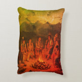 Native American Tribe Sitting Around Their Fire on アクセントクッション (裏面(縦))