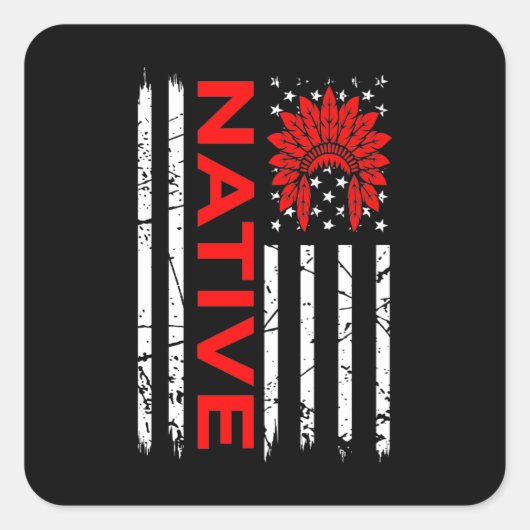 Native American USA Flag Pride Support Day Graphic スクエアシール (正面)