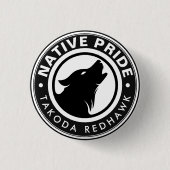 Native American Wolf Logo Personalized Name 缶バッジ (正面)