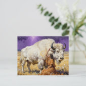 Native American Woman and a Sacred White Bison ポストカード (スタンド正面)
