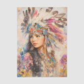 Native American Woman Decoupage 薄葉紙 (正面)