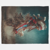Native American Woman Throw Blanket フリースブランケット (正面(横))