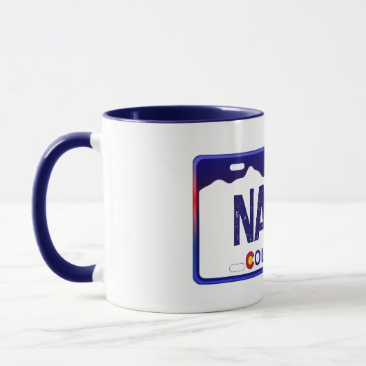 Native Colorado blue license plate mug マグカップ (左)