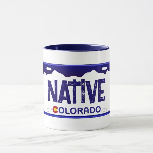 Native Colorado blue license plate mug マグカップ (中央)