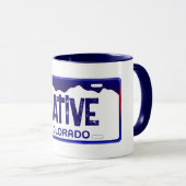 Native Colorado blue license plate mug マグカップ (正面右)