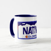 Native Colorado blue license plate mug マグカップ (正面左)