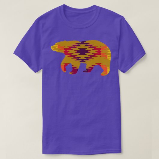Native Geometric Print Tan Bear Tシャツ (デザイン正面)